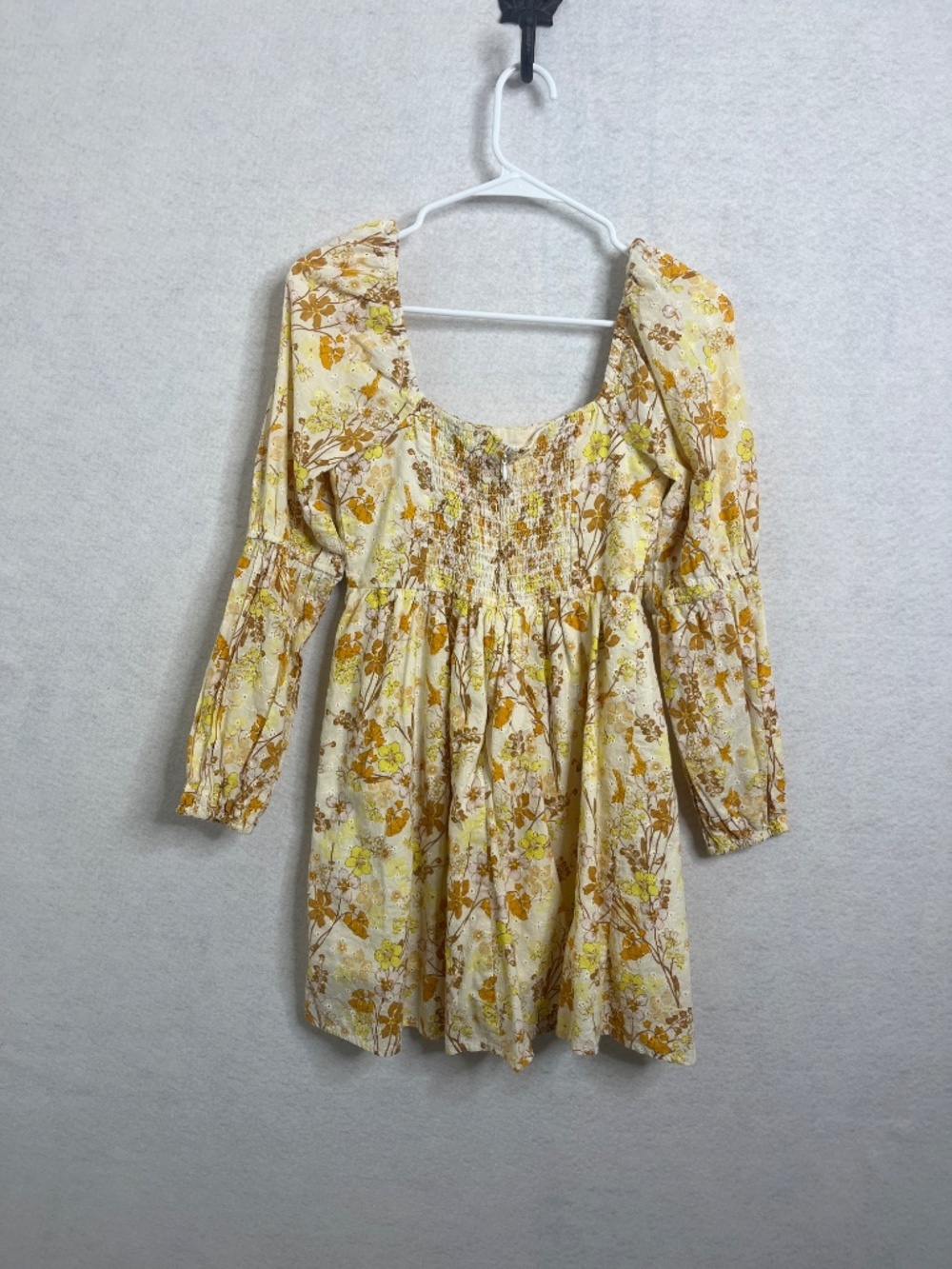 Forever 21 Floral Mini Dress Smocked Back Puff Sleeve Boho Cottagecore - Picture 2 of 6